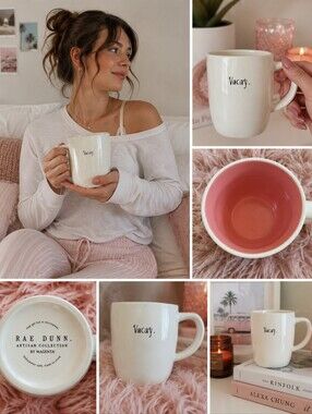 Vintage Rae Dunn 'Vacay' Cottagecore Magenta Collection Mug